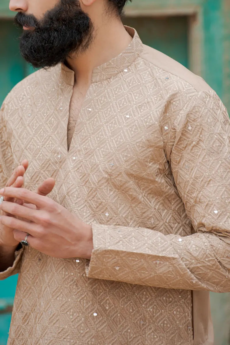 Golden Designer Sequins Kurta Pajama