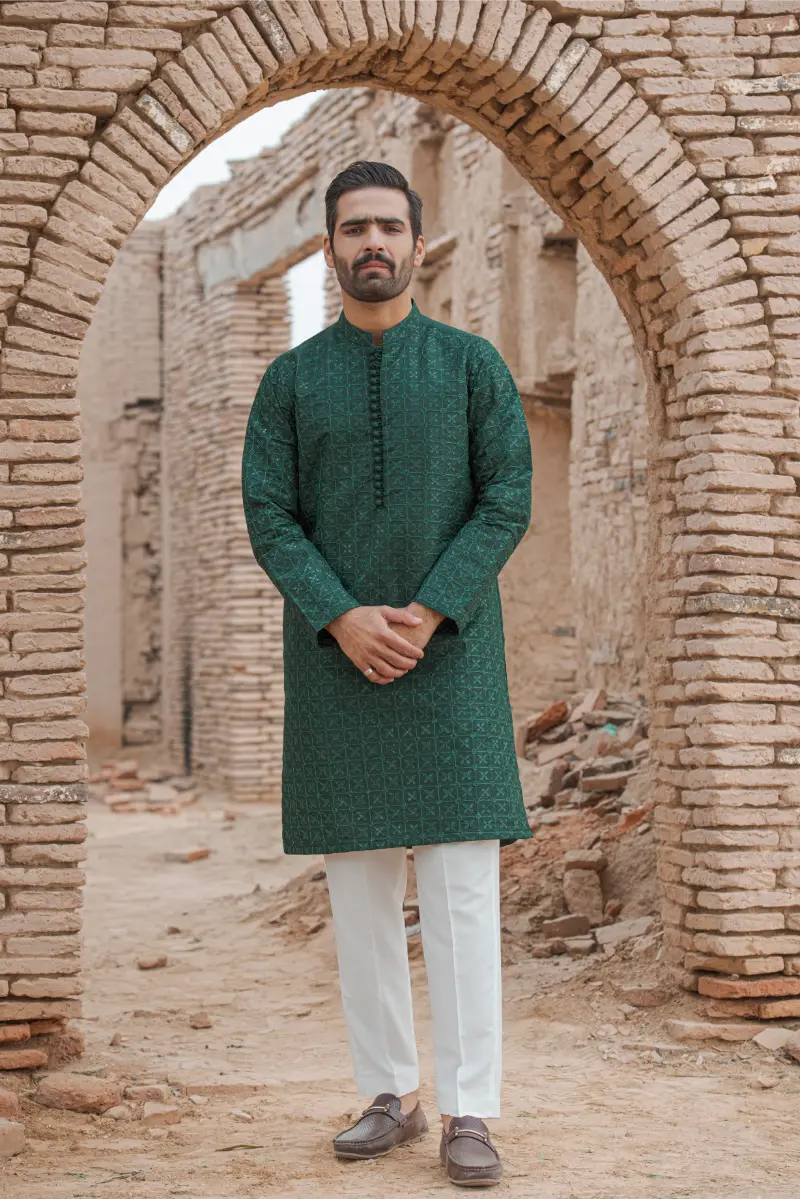 Green  Designer Kurta pajama