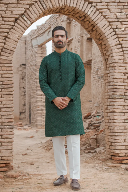 Green  Designer Kurta pajama