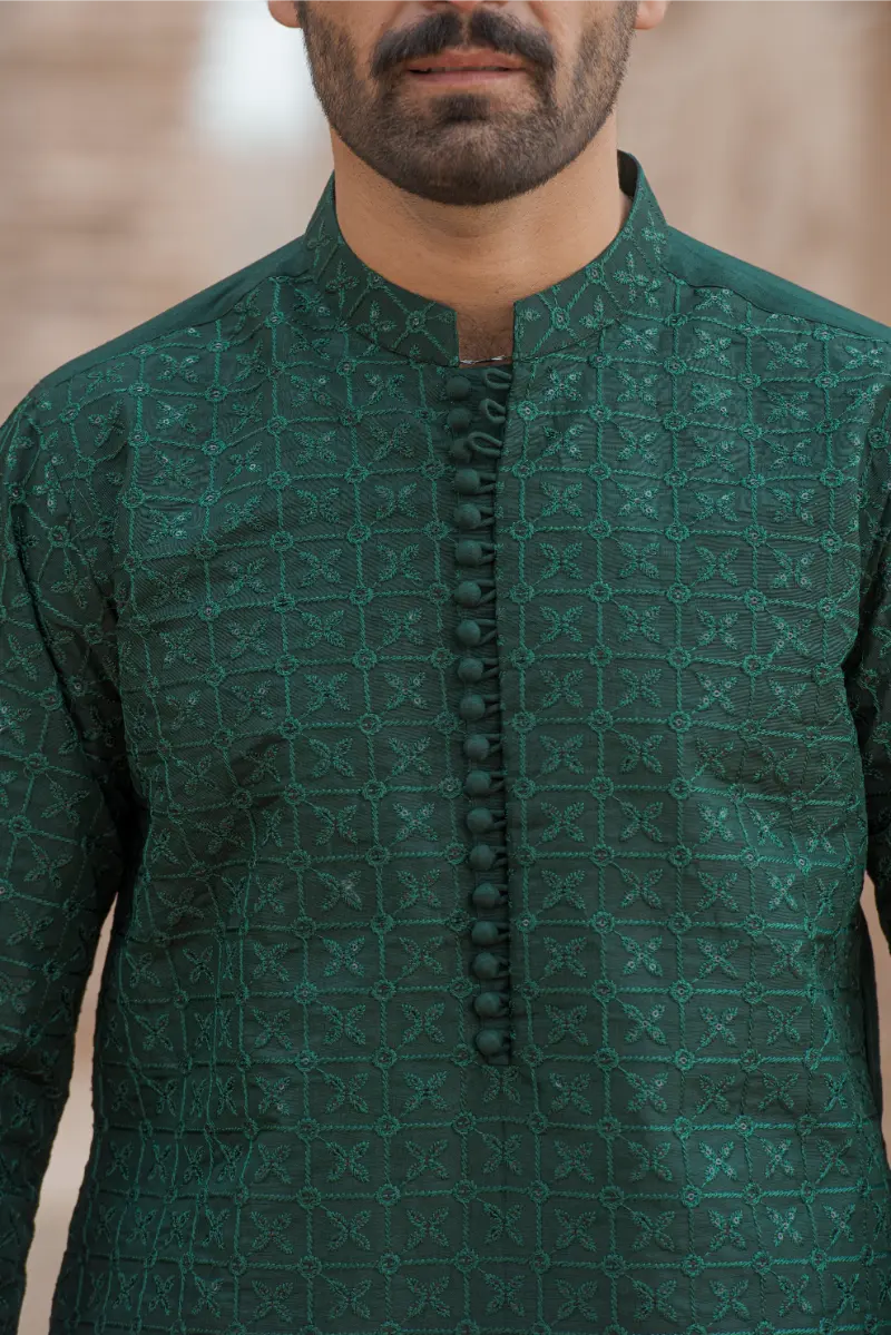 Green  Designer Kurta pajama