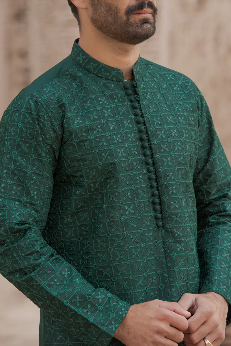 Green  Designer Kurta pajama