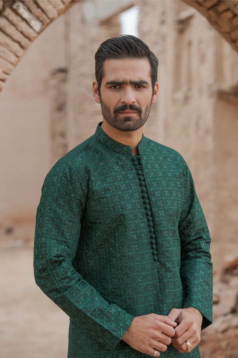 Green  Designer Kurta pajama