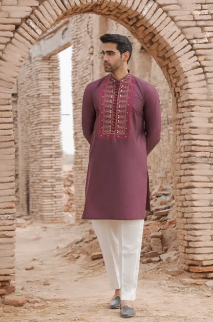 Maroon Designer Kurta pajama