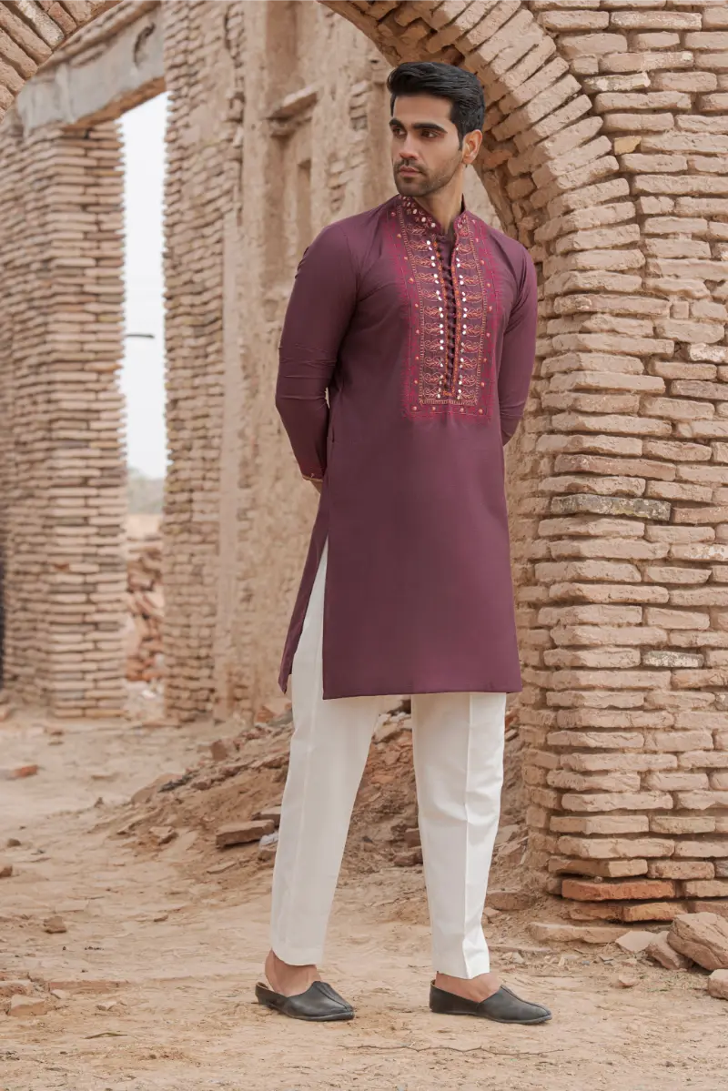 Maroon Designer Kurta pajama