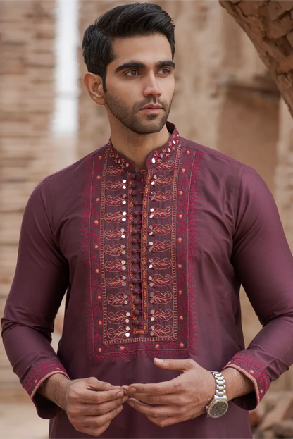 Maroon Designer Kurta pajama