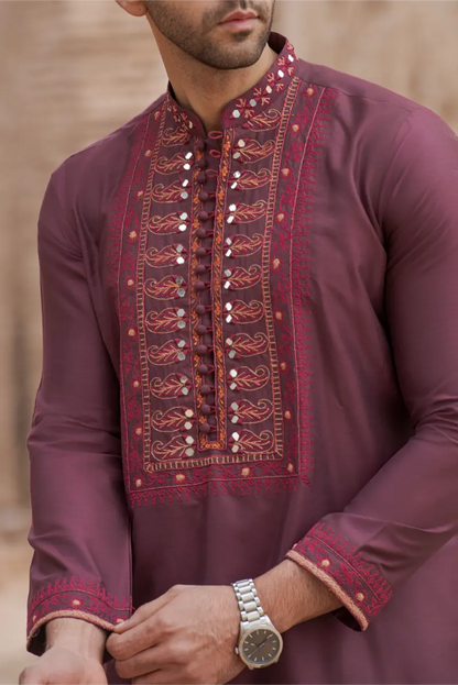 Maroon Designer Kurta pajama