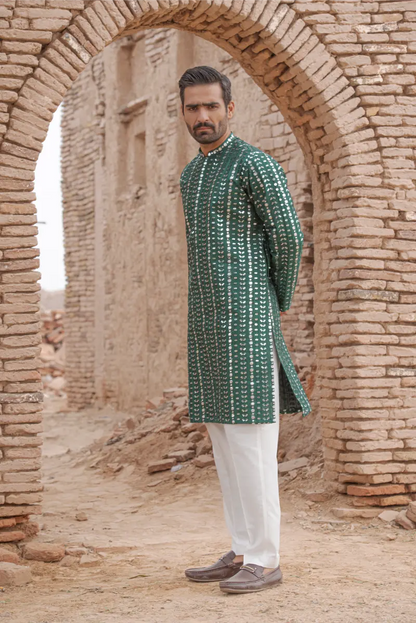 Green Embroidered Kurta pajama