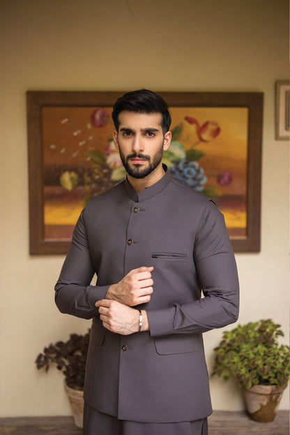 Grey Waistcoat with Kurta Pajama