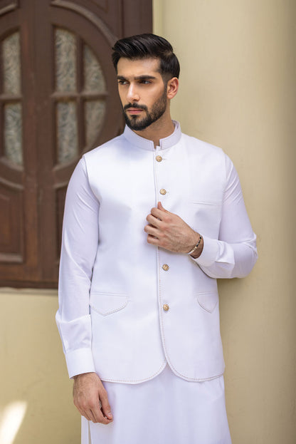 Pearl White Waistcoat with Kurta Pajama