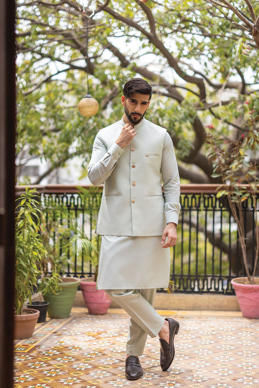 Pistachio Waistcoat with Kurta Pajama