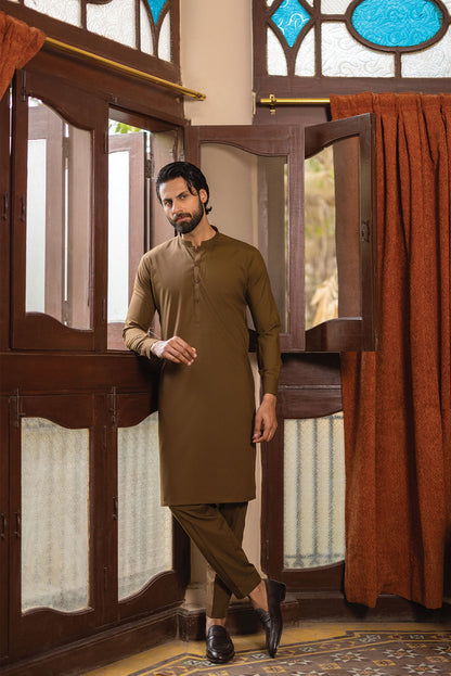 Brown Waistcoat with Kurta Pajama